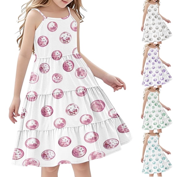 Ashirexll Dresses for Girls Kids Sleeveless Boho Strap Casual Tiered Cami Sundress for Toddler 4 to 14 Years