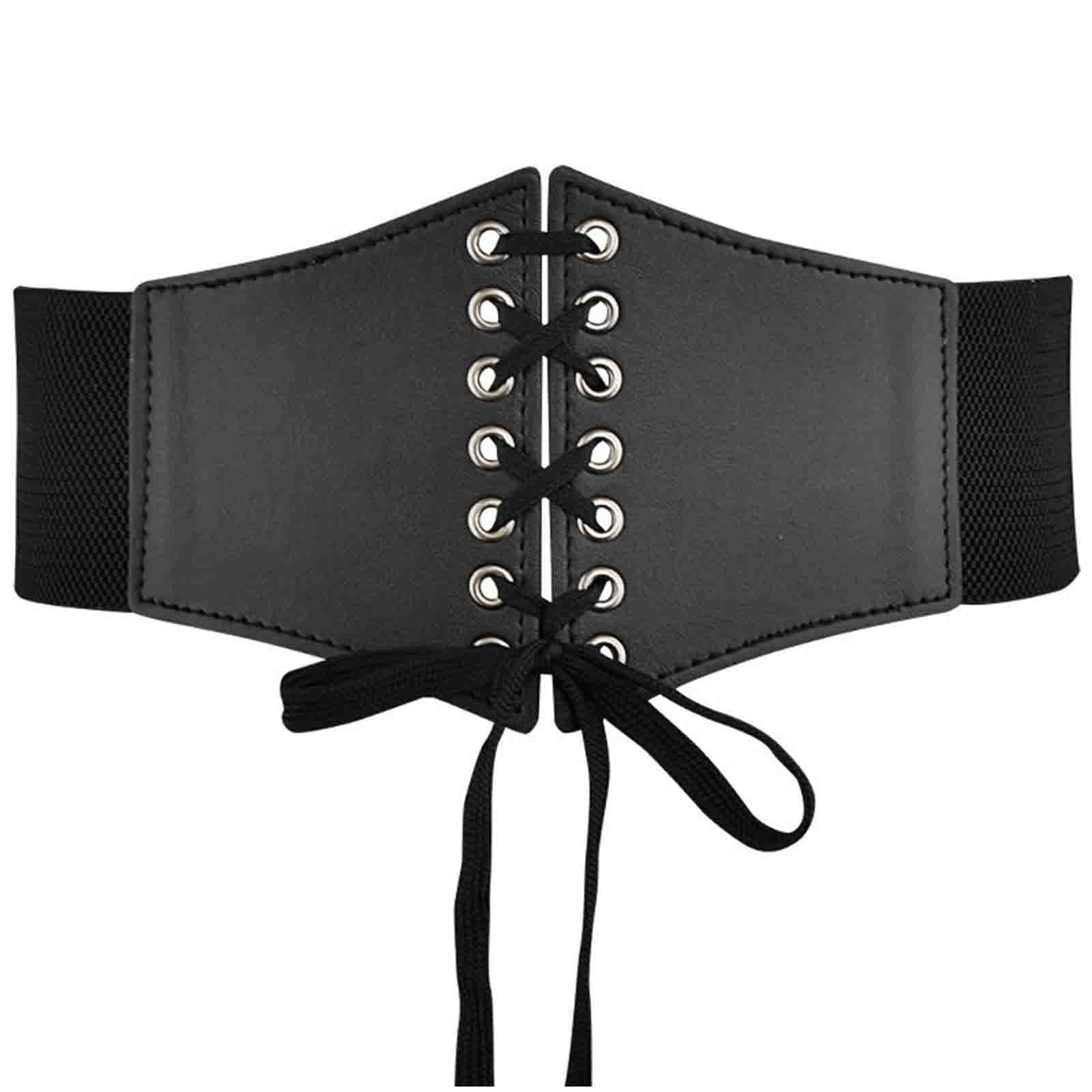Ashirexll Elastic Costume Waist Belt Lace-up Tied Waspie 