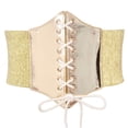thumbnail image 1 of Ashirexll Elastic Costume Waist Belt Lace-up Tied Waspie Corset Belts for Women Gold Free Size, 1 of 3