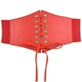 thumbnail image 1 of Ashirexll Elastic Costume Waist Belt Lace-up Tied Waspie Corset Belts for Women Red Free Size, 1 of 2