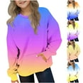 thumbnail image 1 of Ashirexll Fall Sweatshirts for Girls Crewneck Sweatshirts 2-12 Years Gradient Color Long Sleeve Pullover Tops with Pocket for Boys and Girls Casual Fashion, 1 of 6