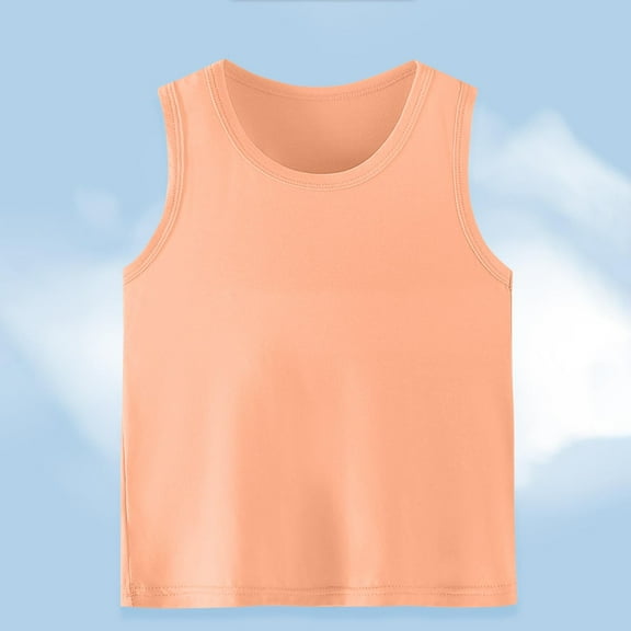 Ashirexll Fall Vest Boys Tank Tops for Kids 2-15 Years Solid Color Round Neck Breathable Soft Base Layer for Casual Wear