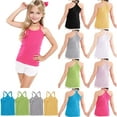 thumbnail image 1 of Ashirexll Fall Vest Girls Tank Tops for Kids 1-13 Years Solid Color Soft Sleeveless Camisole Fashion Basic Tops for Layer, 1 of 6