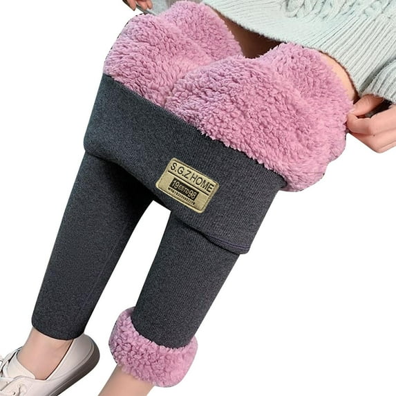 Ashirexll Fleece Lined Leggings Women Solid Color Winter with Tags Warm and Thickened Coral Fleece Home Warm Pants Dark Gray XXL