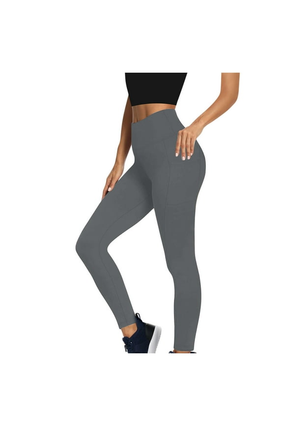 Fleece Lined Leggings Women Winter Warm Thick Velvet Tight Compression Stretch Lightweight Fitness Yoga Leggings with Pockets Gray L