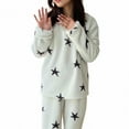 thumbnail image 1 of Ashirexll Fuzzy Pajamas for Women, Two Piece Sets for Women, Star Print Wool Winter Warm Pajama Set Comfortable Home Clothes, 1 of 3