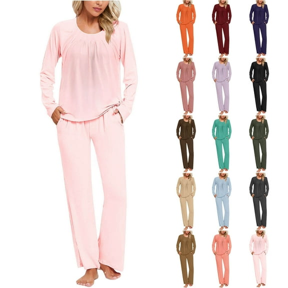 Ashirexll Fuzzy Pajamas for Women, Womens Winter Sets, Gradient Printed Casual Top and Pants Pajama Loungewear Set