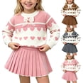 thumbnail image 1 of Ashirexll Girls' Clothing Sets 2 Piece Long Sleeve Round Neck Button Cardigan with Knit Skirt Set for 1-8 Years, 1 of 5