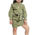 thumbnail image 1 of Ashirexll Girls Clothing Sets Fall Winter Solid Color Long Sleeve Notched Lapel Top and Short Skirt 2 Piece Set Fashion Outfits, 1 of 5