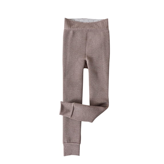 Ashirexll Girls Fleece Lined Leggings Winter Pants Solid Color Thickened Warm Elastic Waist Skinny Fitting for Kids 3-12 Years