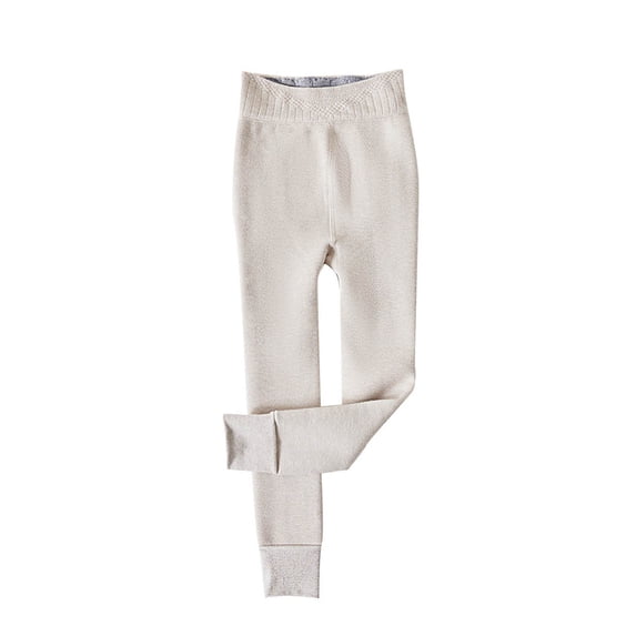 Ashirexll Girls Fleece Lined Leggings Winter Pants Solid Color Thickened Warm Elastic Waist Skinny Fitting for Kids 3-12 Years