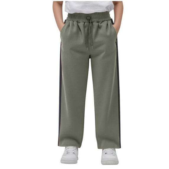 Ashirexll Girls Fleece Sweatpants Fall Winter Solid Color Lined with Pockets Elastic Waist for School for 5-16 Year
