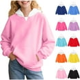 thumbnail image 1 of Ashirexll Girls Hoodies, Comfort Hoodie, Fall and Winter Girls Hoodies Solid Color Casual Long Sleeve Round Neck Hoodies for Kids with Pockets, 1 of 7