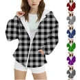 thumbnail image 1 of Ashirexll Girls Hoodies Pullover Zip Up Hoodie Girls 3-14 Years Winter Plaid Fashion Casual Velvet Fleece Lined Comfortable Long Sleeve Hooded Zipper Sweatshirt for Kids, 1 of 6