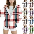 thumbnail image 1 of Ashirexll Girls Hoodies Pullover Zip Up Hoodie Girls 3-14 Years Winter Plaid Fashion Casual Velvet Fleece Lined Comfortable Long Sleeve Hooded Zipper Sweatshirt for Kids, 1 of 6