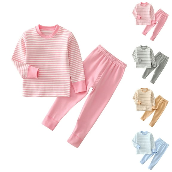 Ashirexll Girls Kids Winter Pajamas Fleece Pajamas Casual Warm Underwear Elastic Pants Set Loungewear Sleepwear Set