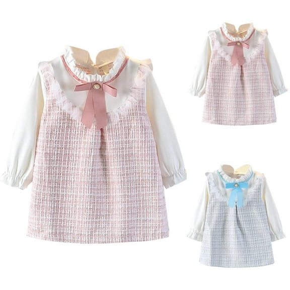 Ashirexll Girls Long Sleeve Dress, Dresses for Girls, 1-7Y Children Long Sleeve Bowknot Dress Cute Princess Dress for Fall and Winter