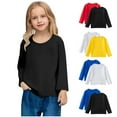 thumbnail image 1 of Ashirexll Girls Long Sleeve Shirts, Fall Shirts, 2PC Long Sleeve Shirts for Girls Cute Solid Color Soft Fall Top Round Neck T-shirt, 1 of 6