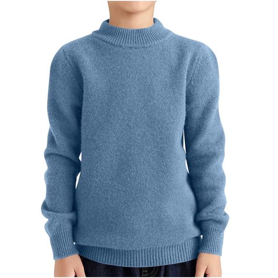 Ashirexll Girls Long Sleeve Shirts, Fall Shirts, 4-18 Years Children Casual Solid Color Thick Shirts Long Sleeve Round Neck Base Shirt Tops