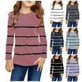 thumbnail image 1 of Ashirexll Girls Long Sleeve Shirts, Fall Shirts, Girls Long Sleeve Shirts Striped Style Round Neck Casual Blouses Fall Clothes, 1 of 6