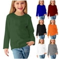 thumbnail image 1 of Ashirexll Girls Long Sleeve Shirts, Fall Shirts, Long Sleeve Shirts Girls Solid Color Round Neck Casual Fall Clothes, 1 of 7