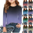 thumbnail image 1 of Ashirexll Girls Long Sleeve Shirts, Fall Shirts, Long Sleeve Shirts for Girls Cute and Fashion Gradient Color Round Neck Casual Tops, 1 of 5