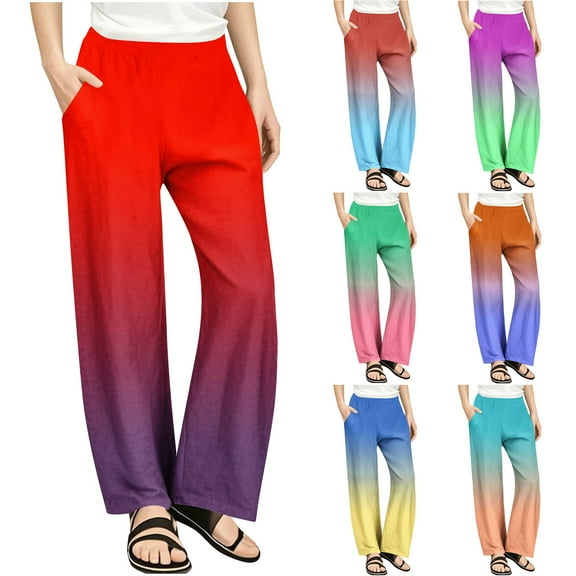 Ashirexll Girls Pants, Baggy Sweatpants, Summer Pants Girls Elastic Waist Wide Leg Pants Workout and Casual Trousers Fashion Gradient Color Pants