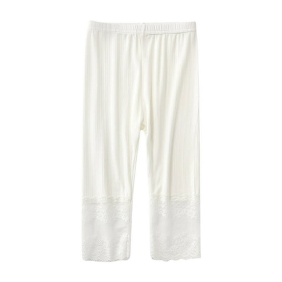 Ashirexll Girls Pants, Summer Pants, 3-12Y Children Mid Waist 7/8 Length Pants Summer Comfortable Lace Buttom Long Pants
