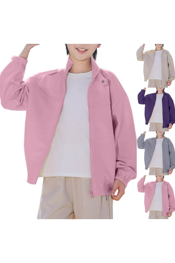 Girls Puffer Coats Girls Long Sleeve Tops Casual 4-16 Years Winter Long Sleeved Sportswear Jacket