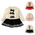 thumbnail image 1 of Ashirexll Girls Skirt Set 2 Piece Set Fall Winter Long Sleeve Knit Cardigan with Sequin Skirt Toddler Outfits for Girls Fashion Solid Color, 1 of 7