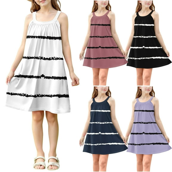 Ashirexll Girls Summer Dress, Girls Dresses Size 10-12, Fashion Slip Dress Sleeveless Camisole Summer Casual Dress for Children