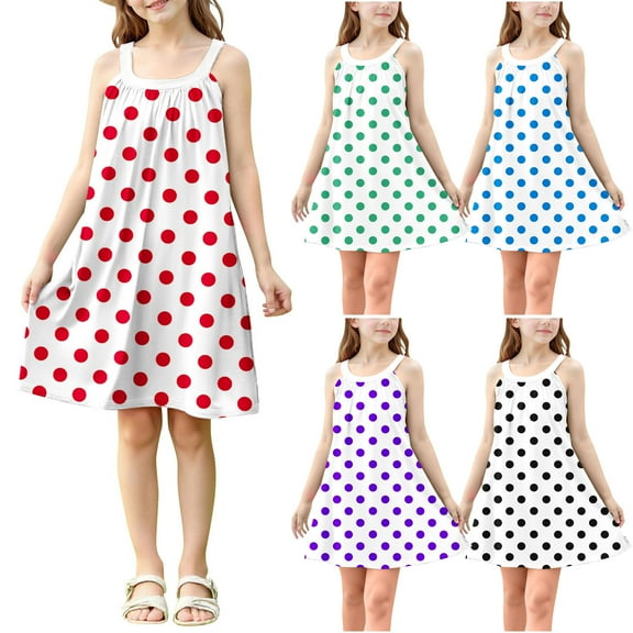 Ashirexll Girls Summer Dress, Girls Dresses Size 10-12, Fashion Slip Dress Sleeveless Camisole Summer Casual Dress for Children