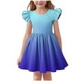 thumbnail image 1 of Ashirexll Girls Summer Dress, Girls Dresses Size 10-12, Summer Ruffle Short Sleeve Round Neck Dress for Kids Casual A-Line Gradient Color Dress, 1 of 7