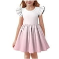 thumbnail image 1 of Ashirexll Girls Summer Dress, Girls Dresses Size 10-12, Summer Ruffle Short Sleeve Round Neck Dress for Kids Casual A-Line Gradient Color Dress, 1 of 7