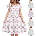 thumbnail image 1 of Ashirexll Girls Summer Dress Kids Short Sleeve Double Layer Ruffle Flowy A-Line Dress for 5 to 14 Years, 1 of 7