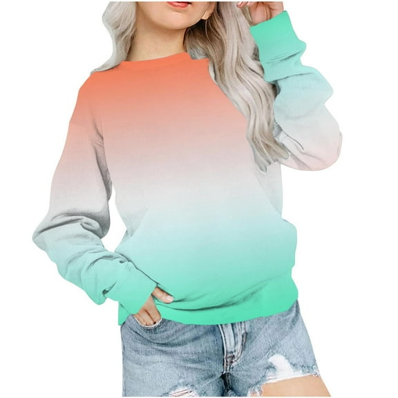 Ashirexll Girls Sweatshirt, Kids Sweatshirts, Kids Girls Fashion Gradient Long Sleeve Crew Neck Sweatshirt Pullover Top