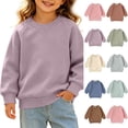 thumbnail image 1 of Ashirexll Girls Sweatshirts Solid Raglan Sleeve French Round Neck Sweatshirt for Toddler Girls 0-4 Years, 1 of 5