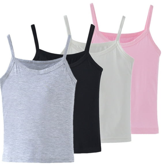 Ashirexll Girls Tank Tops for Kids Sleeveless Solid Color Camisole Soft Comfortable Undershirt Fall Layer Piece