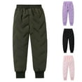 thumbnail image 1 of Ashirexll Girls Warm Leggings Boys Cargo Pants Solid Color Thick Casual Loose Sports Waterproof for Kids, 1 of 4