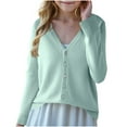thumbnail image 1 of Ashirexll Girls Winter Cardigan Sweaters Long Sleeve V-Neck Button Front Knit Top for Teens 6-15 Years, 1 of 3