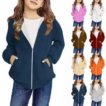 Ashirexll Girls Winter Jacket, Fall Jacket, 4-12 Years Boys and Girls Sports and Casual Jacket Long Sleeve Pocket Zipper Hooded Coat