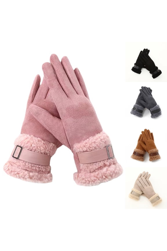 Gloves for Women Cold Weather, Warm Gloves, Suede Thread Mouth Winter Touchscreen Gloves for Ladies Outdoor Split Finger Grip