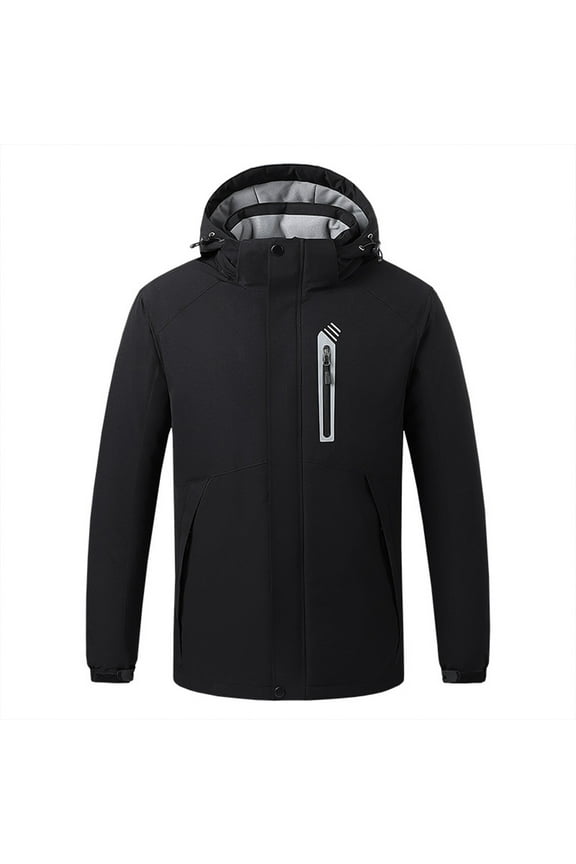 Heated Jackets for Women Plus Size Solid Color Men's and Women's Thickened Warm Coat Heating Hooded Charging Suit Black 3XL