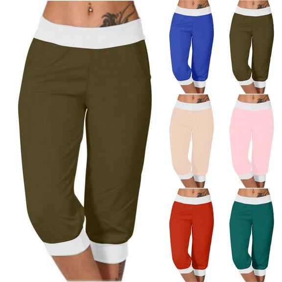 Ashirexll High Waisted Pants for Women, Womens Summer Pants, Loose Elastic Waist Outdoor Sports Pocket Yoga Sweatpants