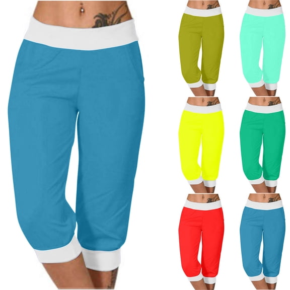 Ashirexll High Waisted Pants for Women, Womens Summer Pants, Loose Elastic Waist Outdoor Sports Pocket Yoga Sweatpants