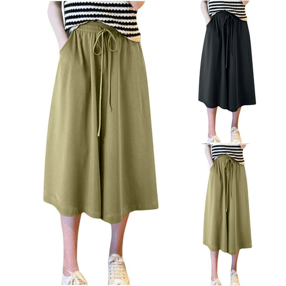 Ashirexll High Waisted Pants for Women, Womens Summer Pants, Summer High Waist Slim Loose Drop Drawstring Skirt Belt Pocket Pants