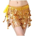 thumbnail image 1 of Ashirexll High Waisted Skirts for Women, Fashion Belly Dance Waist Chain 4 Layer Sequin Fringe Waist Belt Hip Scarf Lace-Up Skirt Gold Free Size, 1 of 6