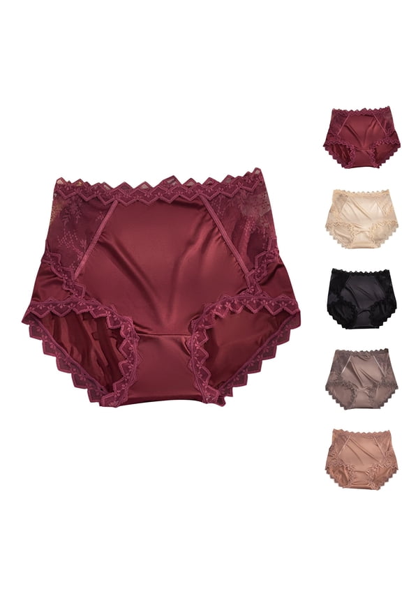 High Waisted Underwear for Women, Ladies Underwear Panties, Fall Satin Lace Comfortable Soft Plus Size Hip Hugger Breathable Triangle Panties