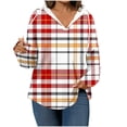 thumbnail image 1 of Ashirexll Hoodies for Women, Oversized Hoodies for Women, Fashion Ladies Plaid Hooded Sweatshirts Fall V-neck Long Sleeve Hoodies, 1 of 4