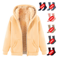thumbnail image 1 of Ashirexll Hoodies for Women Winter Thick Warm Oversized Zip Up Loose Long Sleeve Solid Color Versatile Fleece Lined Jacket with Pockets Beige XXL, 1 of 4